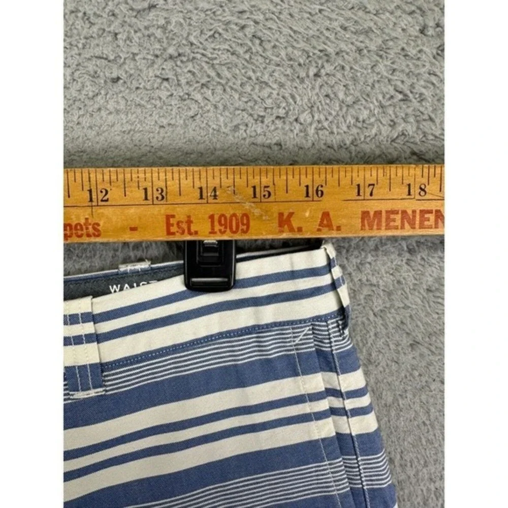 J. Crew Shorts Mens 32X9 Blue Striped Khakis Chino Flat Front NEW